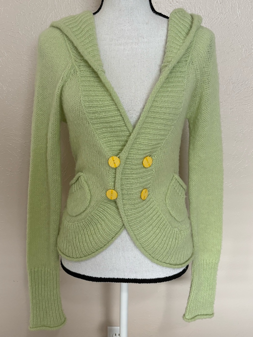 Sleeping on Snow Anthropologie Wool Blend Sweater Lime Green Womens Small